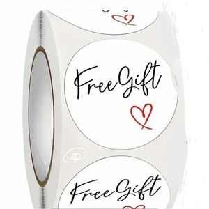 1 Roll Round Self-Adhesive “Free Gift” stickers - White